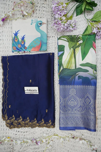 Beautiful South Indian Style Printed Half Saree with Printed Blouse and Dupatta for Women | Radhekrishna KV