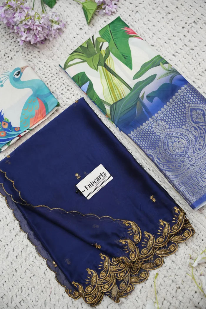 Beautiful South Indian Style Printed Half Saree with Printed Blouse and Dupatta for Women | Radhekrishna KV