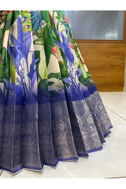 Beautiful South Indian Style Printed Half Saree with Blouse and Dupatta for Women | Radhekrishna