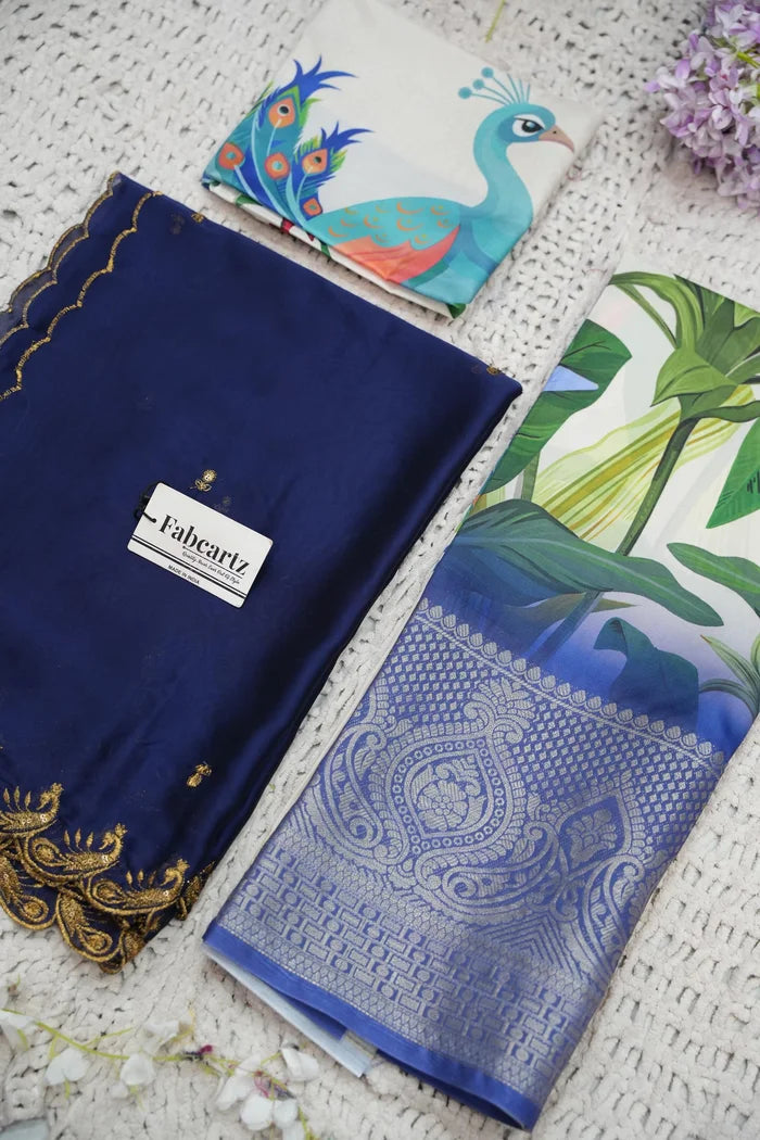 Beautiful South Indian Style Printed Half Saree with Printed Blouse and Dupatta for Women | Radhekrishna KV