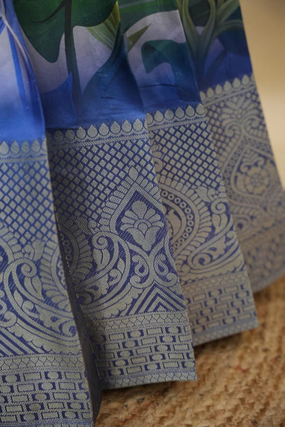 Beautiful South Indian Style Printed Half Saree with Printed Blouse and Dupatta for Women | Radhekrishna KV