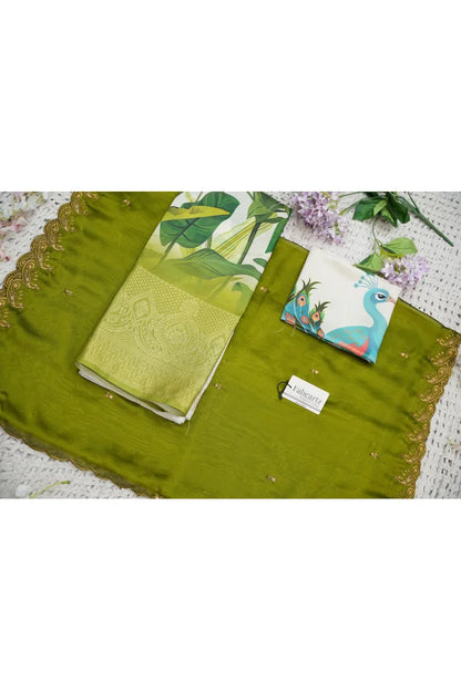 Beautiful South Indian Style Printed Half Saree with Blouse and Dupatta for Women | Radhekrishna
