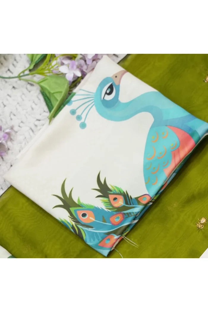 Beautiful South Indian Style Printed Half Saree with Printed Blouse and Dupatta for Women | Radhekrishna KV