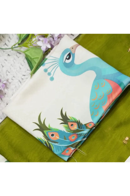 Beautiful South Indian Style Printed Half Saree with Printed Blouse and Dupatta for Women | Radhekrishna KV