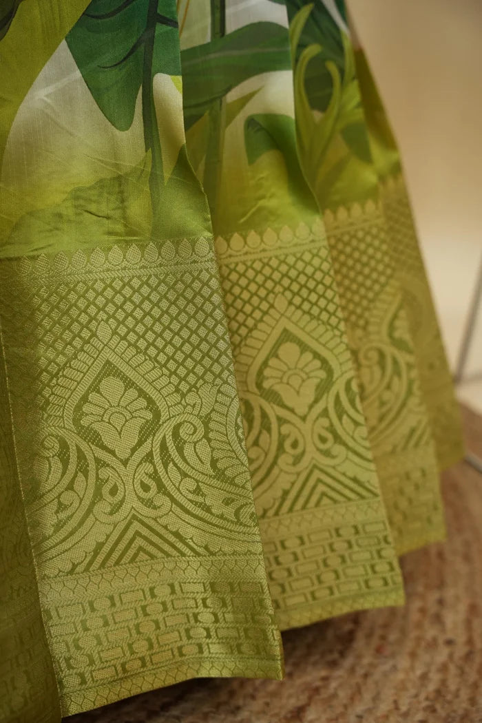 Beautiful South Indian Style Printed Half Saree with Printed Blouse and Dupatta for Women | Radhekrishna KV