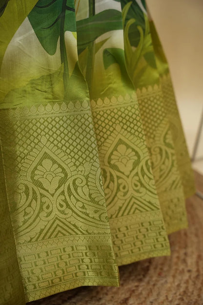 Beautiful South Indian Style Printed Half Saree with Printed Blouse and Dupatta for Women | Radhekrishna KV