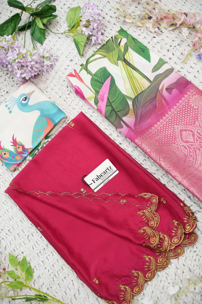 Beautiful South Indian Style Printed Half Saree with Blouse and Dupatta for Women | Radhekrishna
