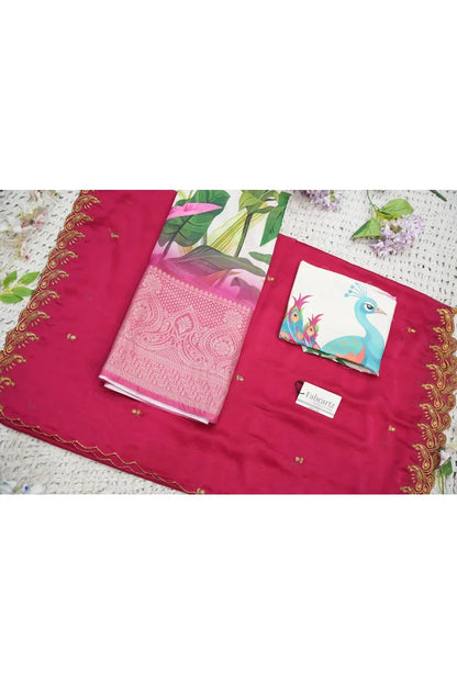 Beautiful South Indian Style Printed Half Saree with Printed Blouse and Dupatta for Women | Radhekrishna KV