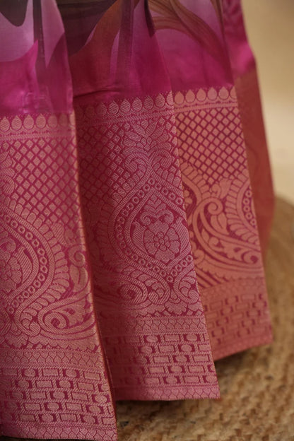 Beautiful South Indian Style Printed Half Saree with Printed Blouse and Dupatta for Women | Radhekrishna KV