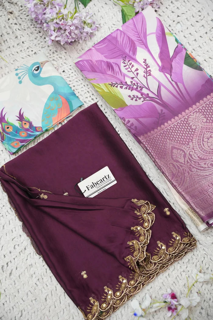 Beautiful South Indian Style Printed Half Saree with Printed Blouse and Dupatta for Women | Radhekrishna KV