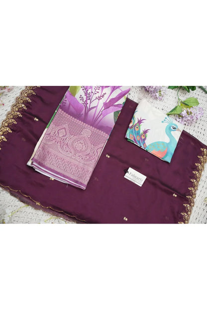 Beautiful South Indian Style Printed Half Saree with Printed Blouse and Dupatta for Women | Radhekrishna KV