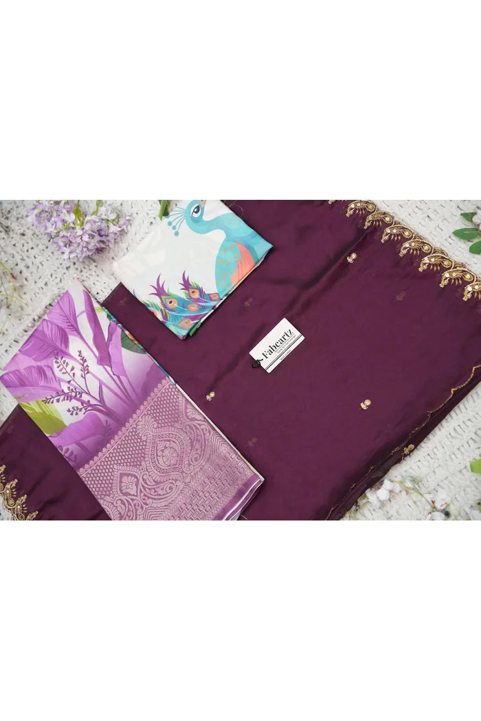 Beautiful South Indian Style Printed Half Saree with Printed Blouse and Dupatta for Women | Radhekrishna KV