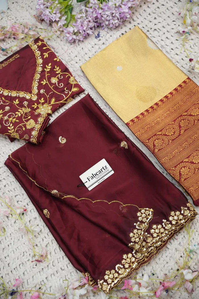 Beautiful South Indian Style Half Saree with Embroidery Work Blouse and Dupatta for Women | Ekta KV