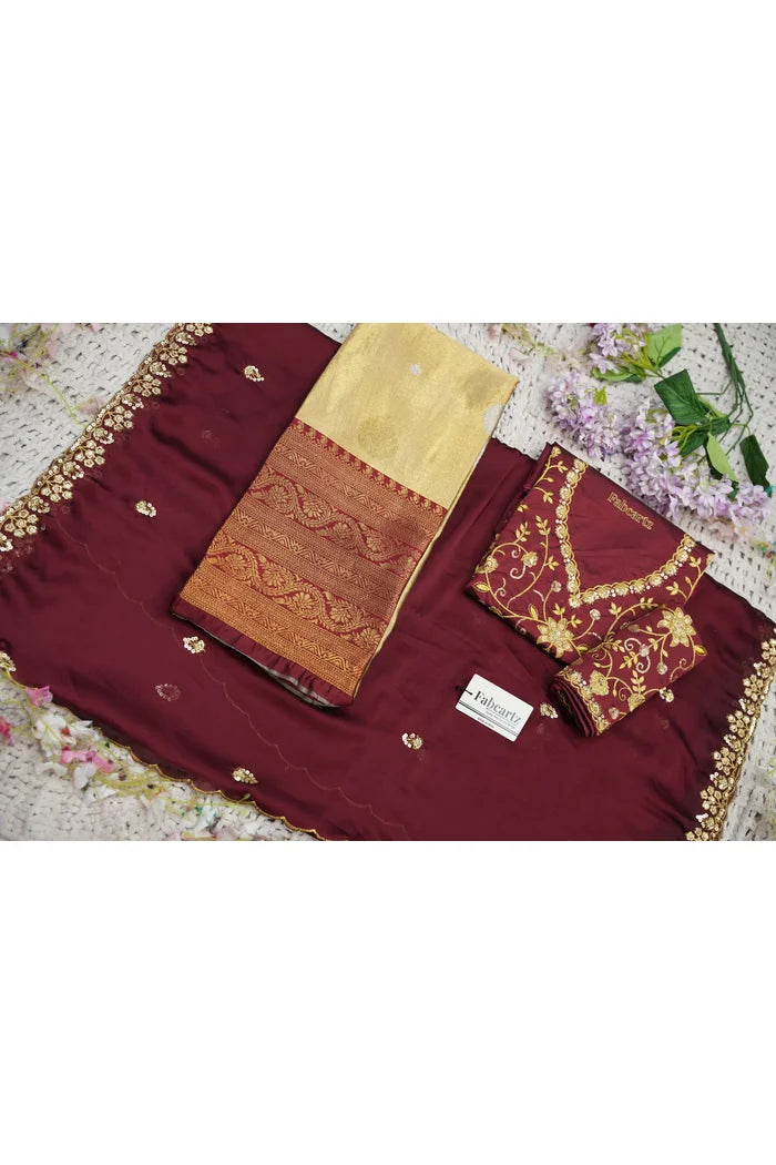 Beautiful South Indian Style Half Saree with Embroidery Work Blouse and Dupatta for Women | Ekta