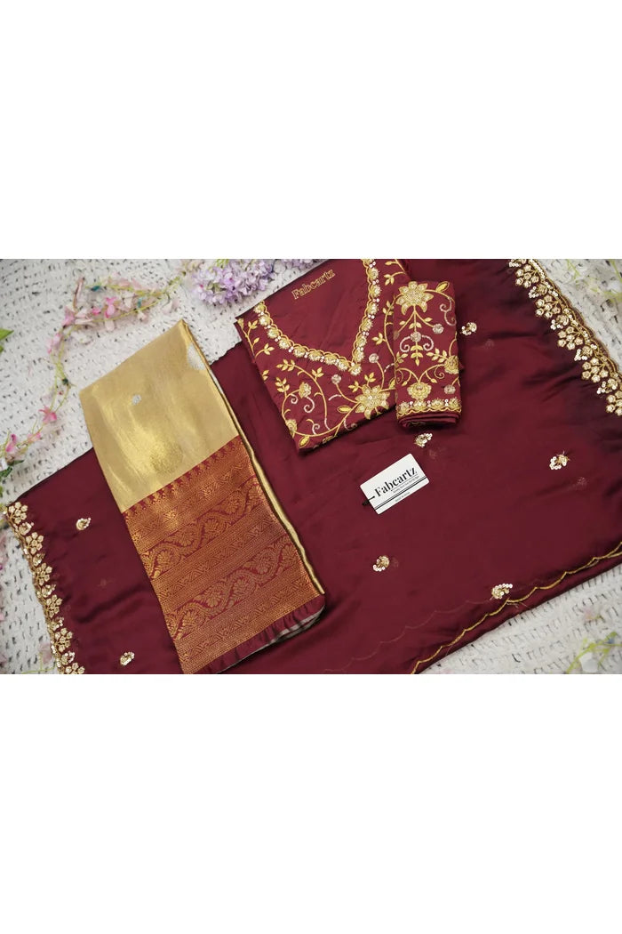 Beautiful South Indian Style Half Saree with Embroidery Work Blouse and Dupatta for Women | Ekta KV