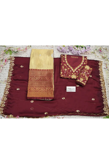 Beautiful South Indian Style Half Saree with Embroidery Work Blouse and Dupatta for Women | Ekta