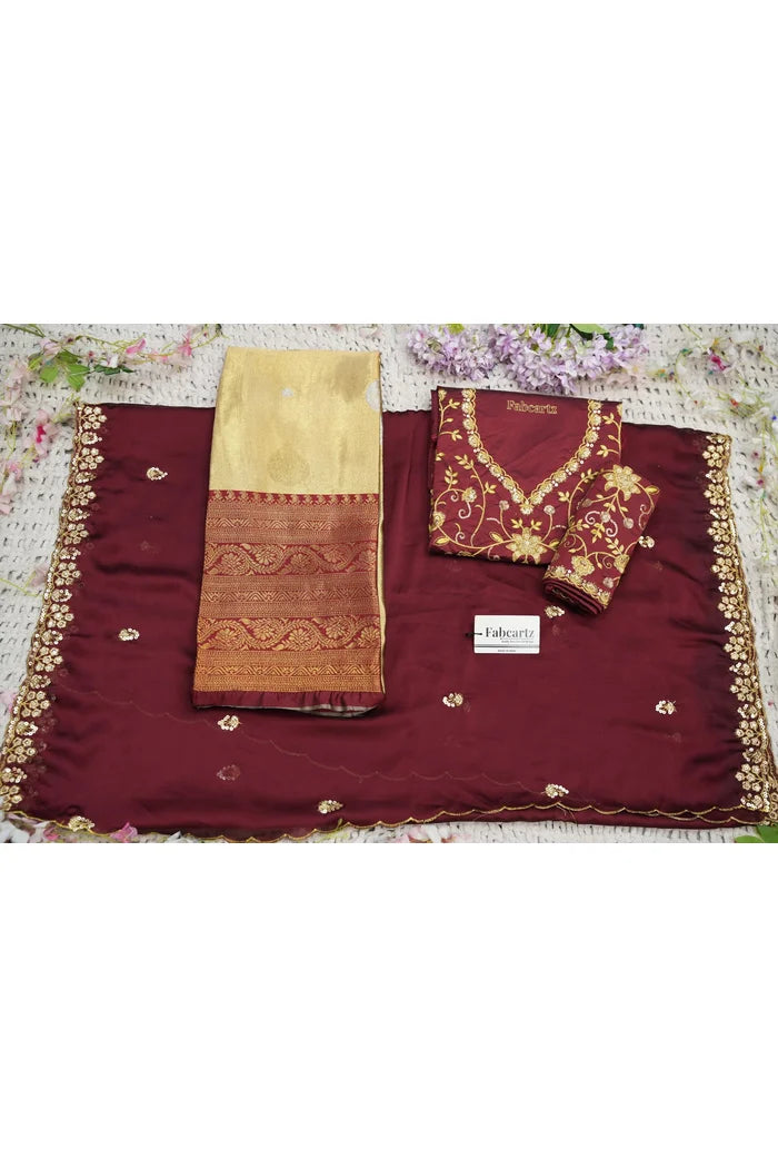 Beautiful South Indian Style Half Saree with Embroidery Work Blouse and Dupatta for Women | Ekta KV