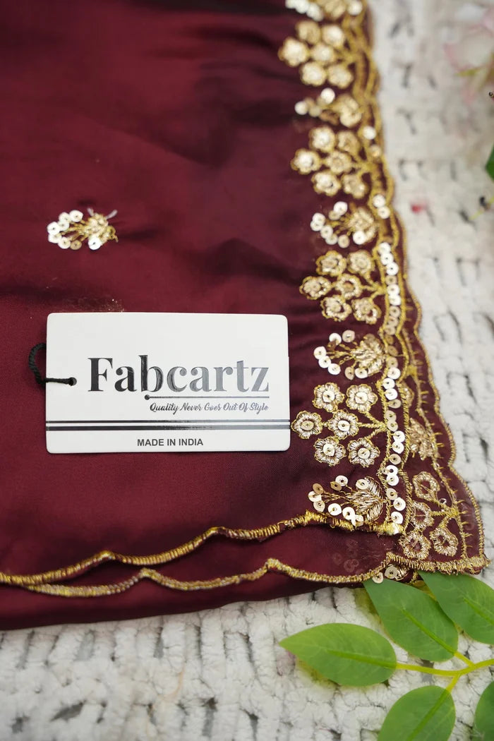 Beautiful South Indian Style Half Saree with Embroidery Work Blouse and Dupatta for Women | Ekta