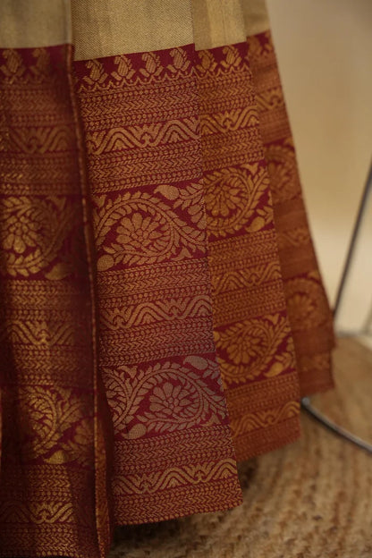Beautiful South Indian Style Half Saree with Embroidery Work Blouse and Dupatta for Women | Ekta KV