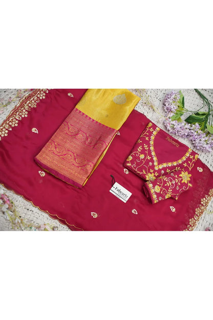 Beautiful South Indian Style Half Saree with Embroidery Work Blouse and Dupatta for Women | Ekta KV