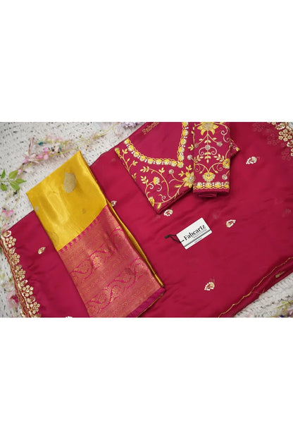 Beautiful South Indian Style Half Saree with Embroidery Work Blouse and Dupatta for Women | Ekta KV