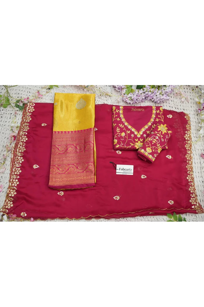 Beautiful South Indian Style Half Saree with Embroidery Work Blouse and Dupatta for Women | Ekta KV