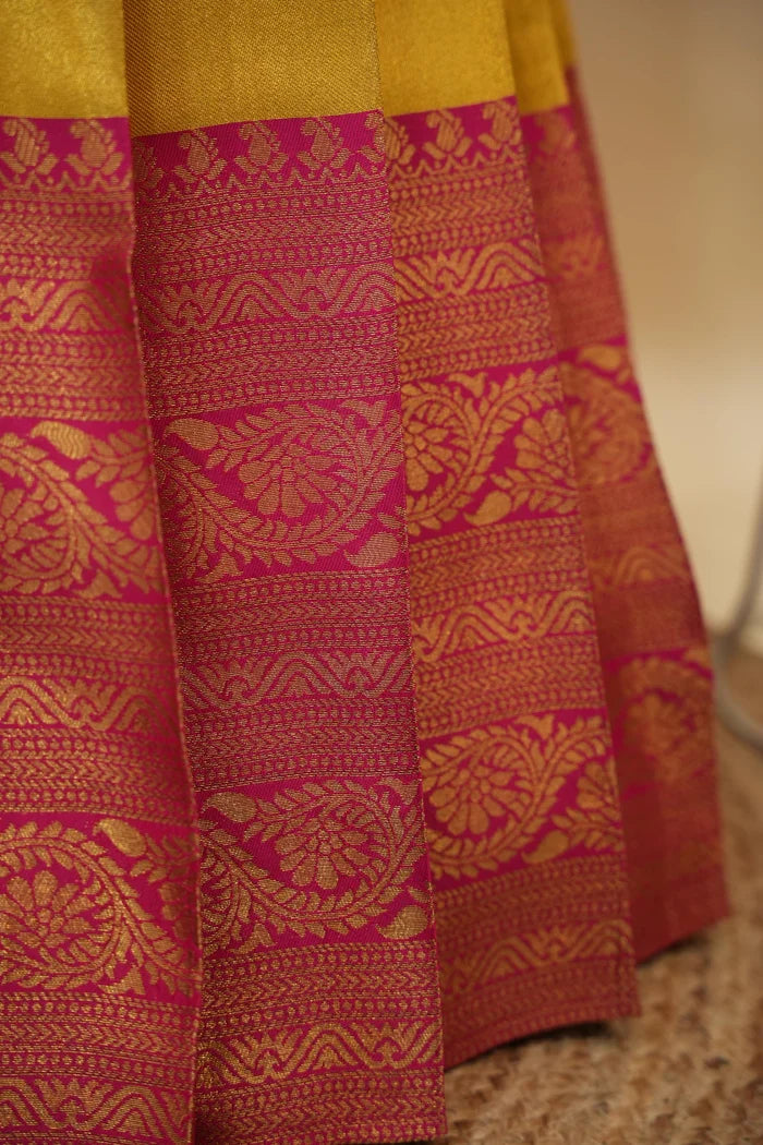 Beautiful South Indian Style Half Saree with Embroidery Work Blouse and Dupatta for Women | Ekta KV