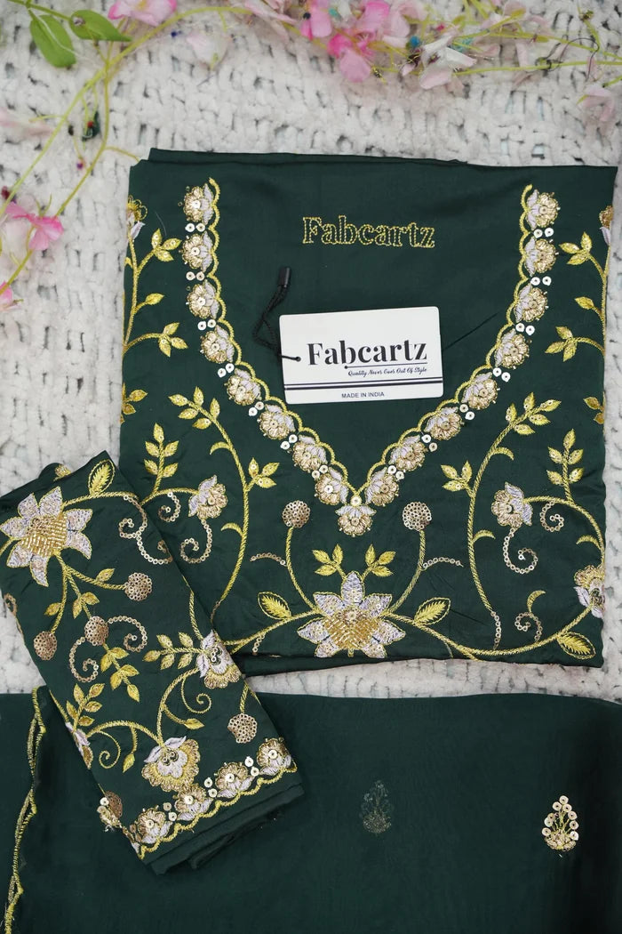 Beautiful South Indian Style Half Saree with Embroidery Work Blouse and Dupatta for Women | Ekta