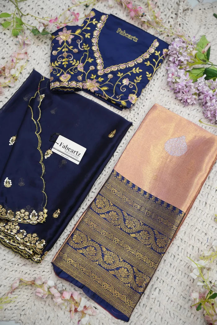 Beautiful South Indian Style Half Saree with Embroidery Work Blouse and Dupatta for Women | Ekta