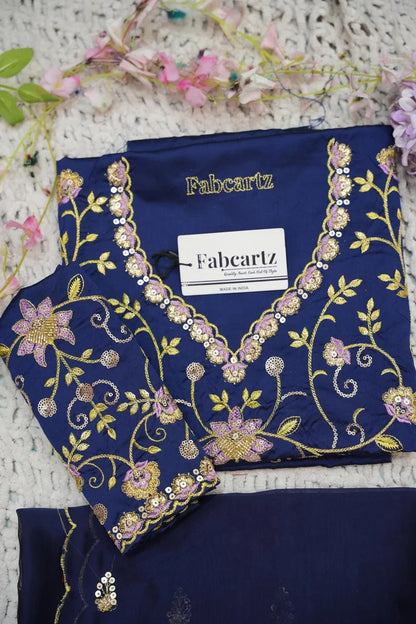 Beautiful South Indian Style Half Saree with Embroidery Work Blouse and Dupatta for Women | Ekta KV