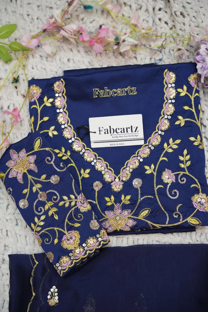 Beautiful South Indian Style Half Saree with Embroidery Work Blouse and Dupatta for Women | Ekta