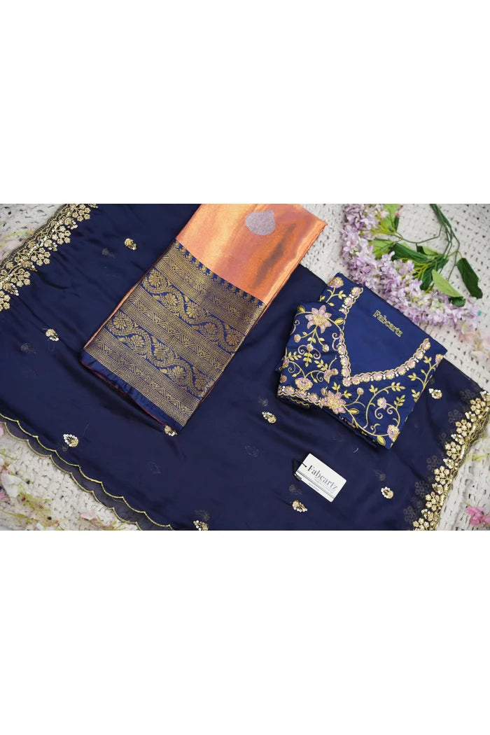 Beautiful South Indian Style Half Saree with Embroidery Work Blouse and Dupatta for Women | Ekta