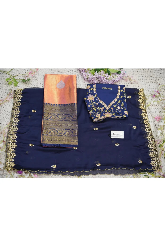 Beautiful South Indian Style Half Saree with Embroidery Work Blouse and Dupatta for Women | Ekta KV