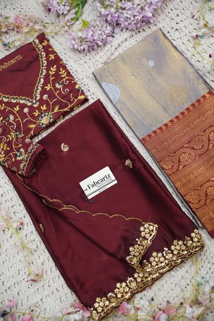Beautiful South Indian Style Half Saree with Embroidery Work Blouse and Dupatta for Women | Ekta KV