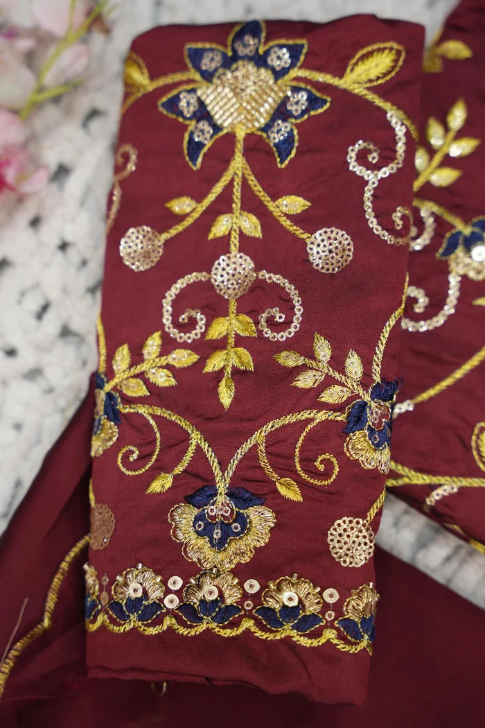Beautiful South Indian Style Half Saree with Embroidery Work Blouse and Dupatta for Women | Ekta