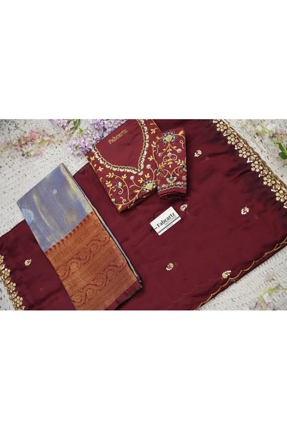 Beautiful South Indian Style Half Saree with Embroidery Work Blouse and Dupatta for Women | Ekta KV