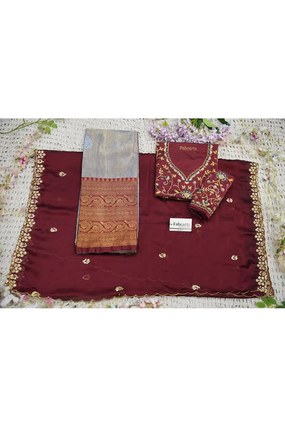 Beautiful South Indian Style Half Saree with Embroidery Work Blouse and Dupatta for Women | Ekta KV