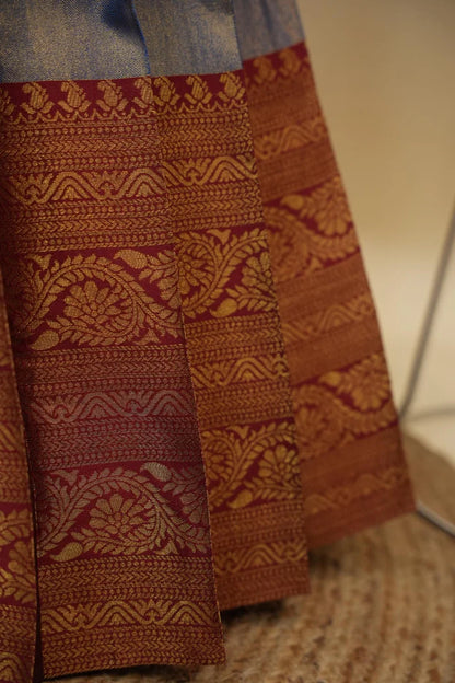 Beautiful South Indian Style Half Saree with Embroidery Work Blouse and Dupatta for Women | Ekta KV