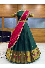 Beautiful South Indian Style Half Saree with Blouse and Dupatta for Women | Leela