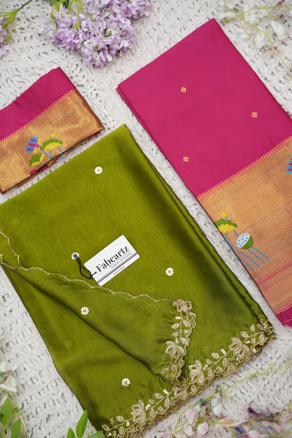Beautiful South Indian Style Half Saree with Blouse and Dupatta for Women | Leela
