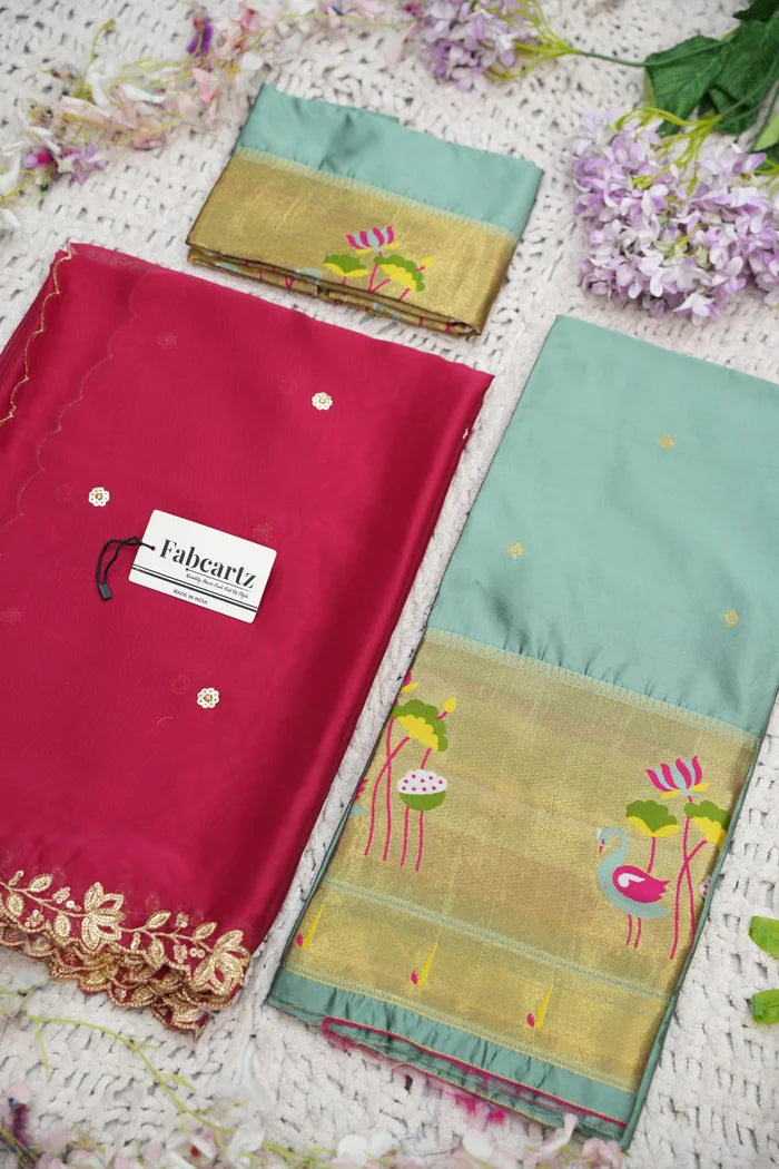 దక్షిణ భారత పండుగ సాంప్రదాయ హాఫ్ చీర (ఛవి) 