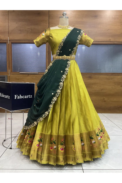Beautiful South Indian Style Half Saree with Blouse and Dupatta for Women | Leela