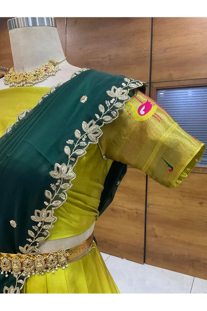 Beautiful South Indian Style Half Saree with Blouse and Dupatta for Women | Leela