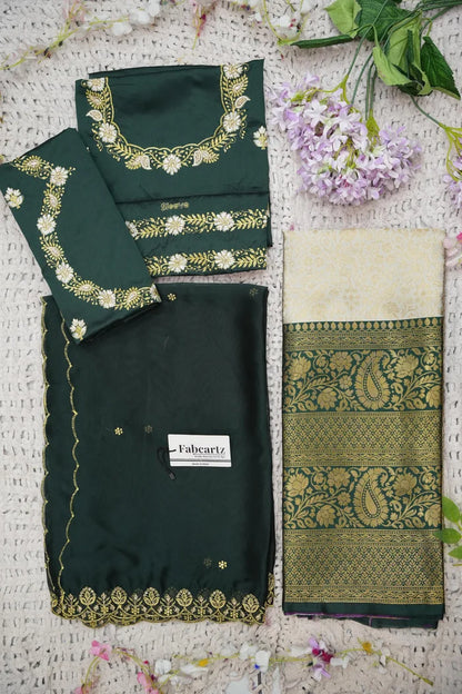 Beautiful South Indian Style Half Saree with Embroidery Blouse and Dupatta for Women | Charita KV