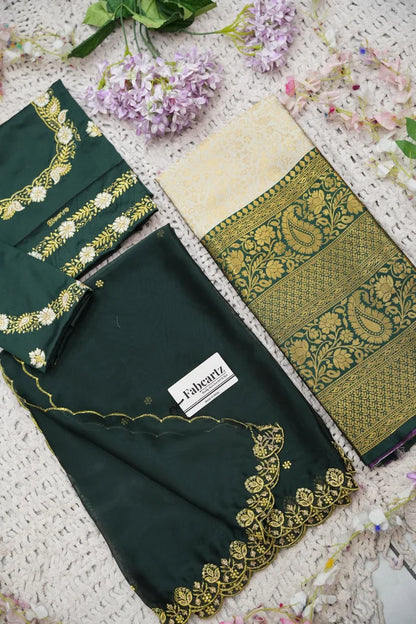 Beautiful South Indian Style Half Saree with Embroidery Blouse and Dupatta for Women | Charita KV