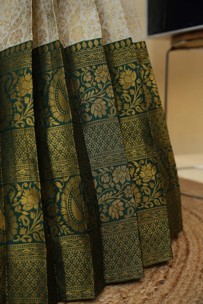 Beautiful South Indian Style Half Saree with Embroidery Blouse and Dupatta for Women | Charita KV
