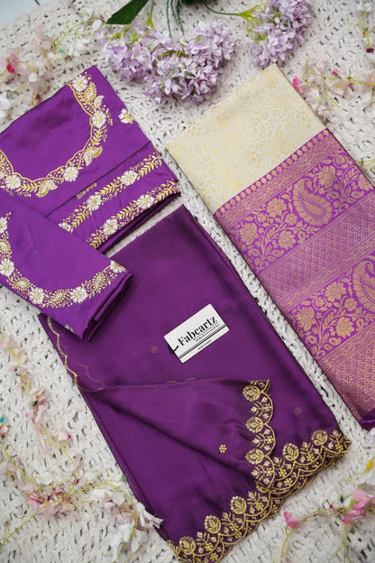 Beautiful South Indian Style Half Saree with Embroidery Blouse and Dupatta for Women | Charita KV