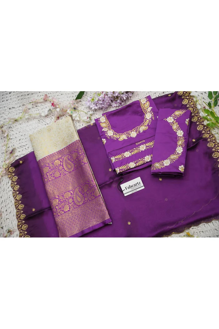 Beautiful South Indian Style Half Saree with Embroidery Blouse and Dupatta for Women | Charita KV