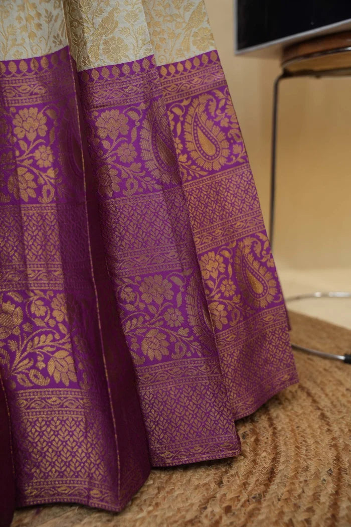 Beautiful South Indian Style Half Saree with Embroidery Blouse and Dupatta for Women | Charita KV