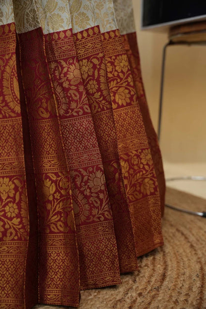 Beautiful South Indian Style Half Saree with Embroidery Blouse and Dupatta for Women | Charita KV